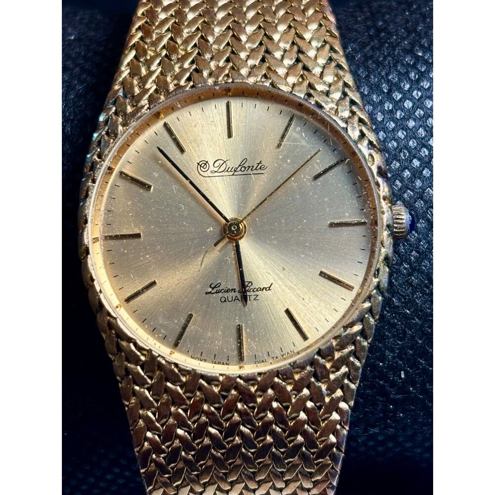 Vintage Dufonte by Lucien Piccard Gold-Tone Dress Watch – FRESH BATTERY!
